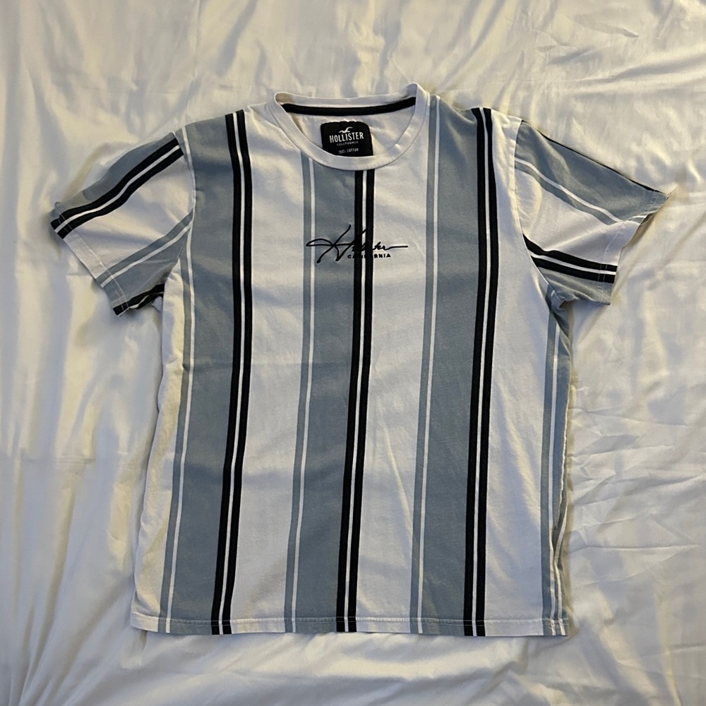 Hollister Blue and Black Striped Tee